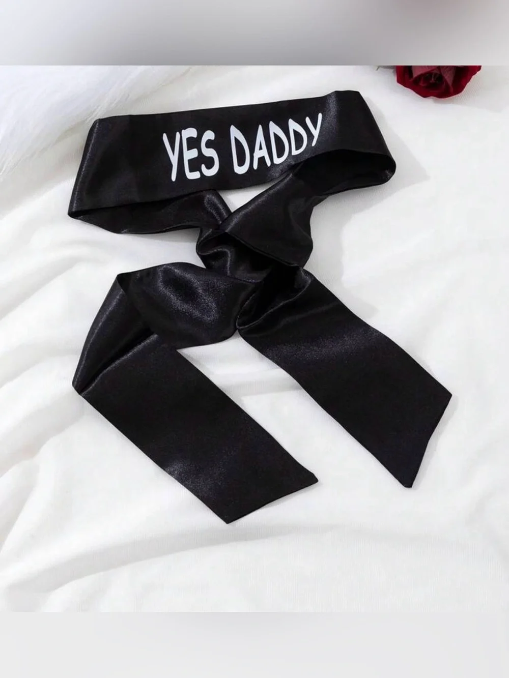 Black 'YES DADDY' Satin Blindfold